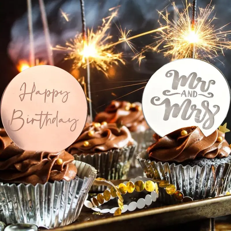 10-Piece Gold Happy Birthday Cupcake Toppers For Celebration Desserts 1