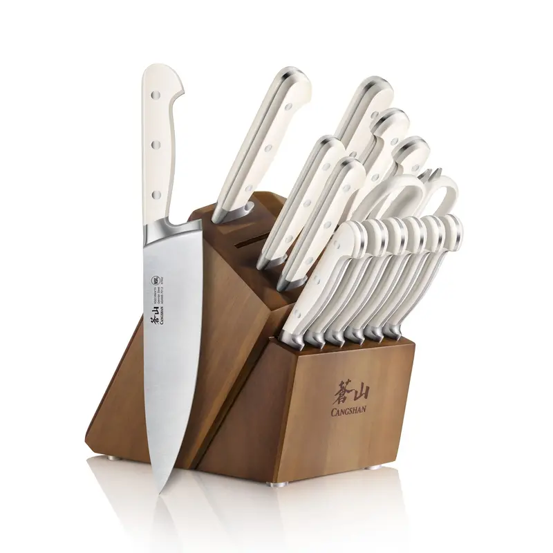 Adams Forged German Steel 15-Piece Knife Block Set With Acacia Wood Stand 1