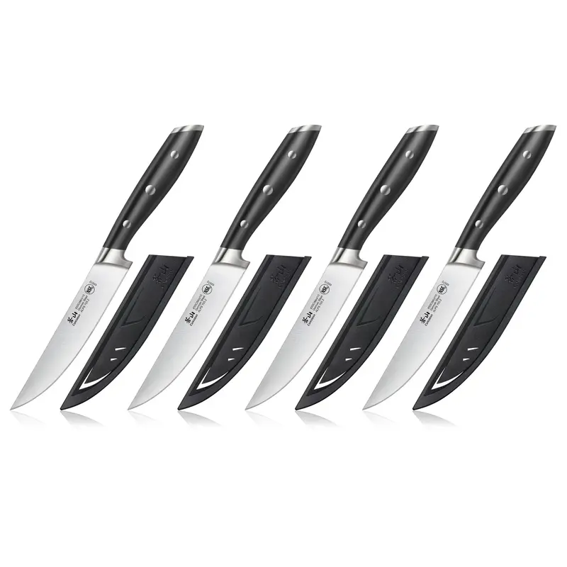 Alps Forged German Steel 4-Piece Steak Knife Set With Individual Sheaths – Black 1