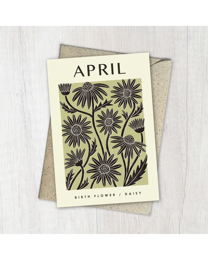 April Birth Flower Daisy Reusable Greeting Card 1