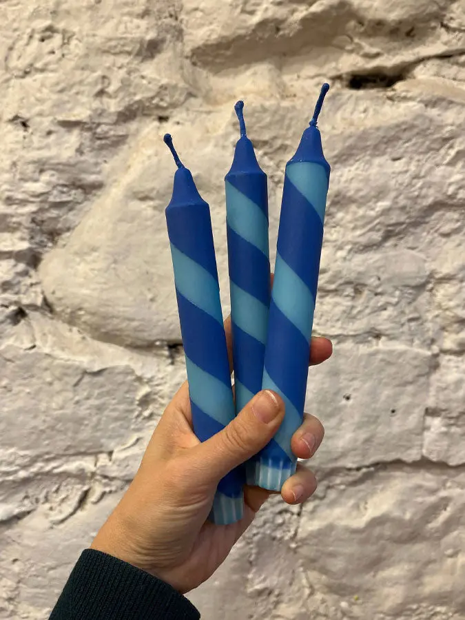 Aqua And Blue Helter-Skelter Taper Candle 1