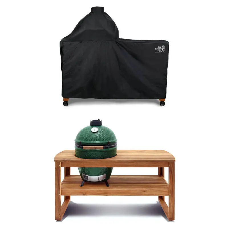 Big Green Egg Cover E – Tailored For Large Eggs In Acacia Tables 1