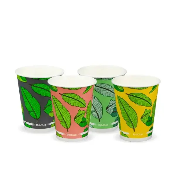 Biopak Leaf-Print Cold Paper Water Cup 1
