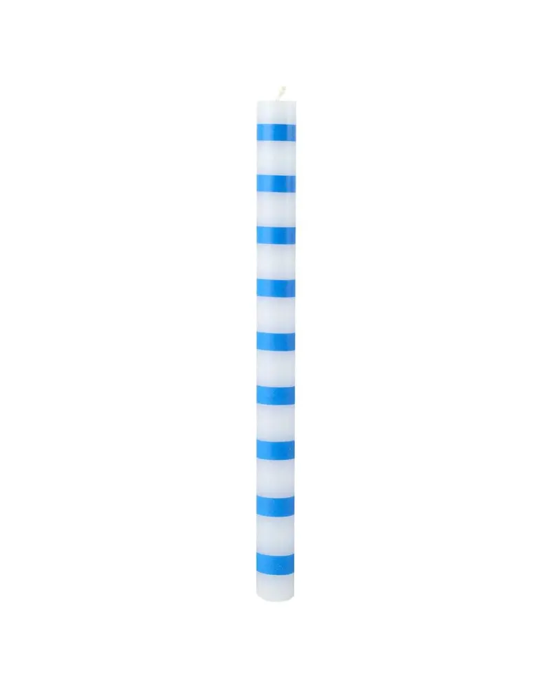 Blue And White Striped Dinner Candles 1