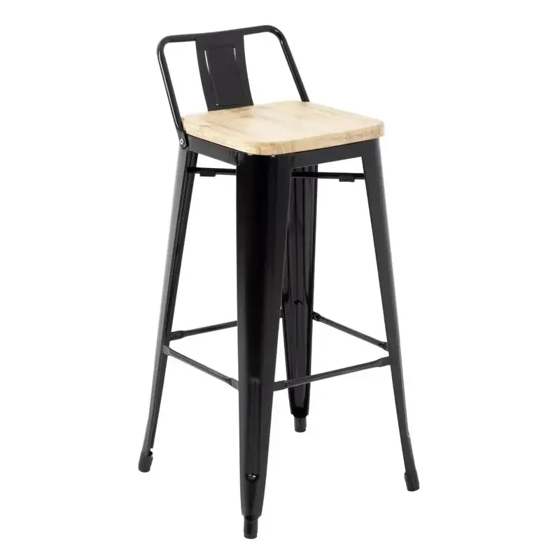 Bolero Bistro High Stools With Backrest And Wooden Seat Pad – Pack Of 4 1