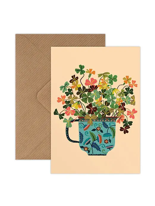 Botanical Wood Sorrel Illustrated Greeting Card 1
