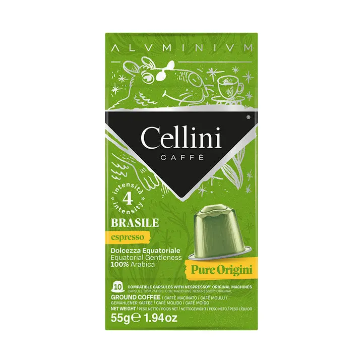 Caffè Cellini Brazil Nespresso-Compatible Aluminum Capsules – Pack Of 10 1