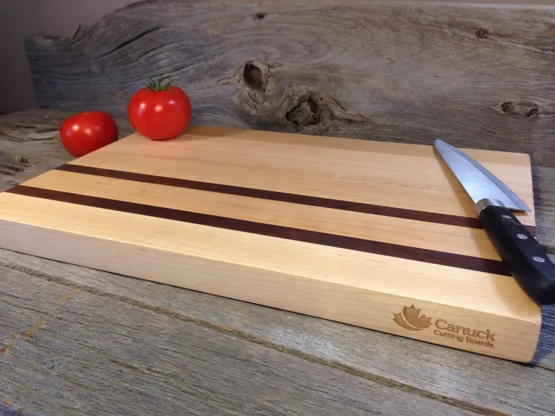 Canuck Reversible Butcher Block – Hard Maple & Walnut Strips, 12" X 18" X 1.25" 1