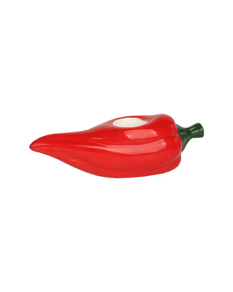 Chili-Shaped Ceramic Candle Holder – 'Bon Appétit' Design 1