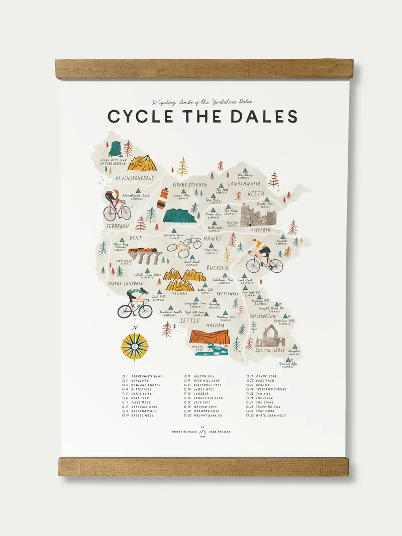 'Cycle The Dales' Scenic Cycling Poster With Integrated Hanger 1
