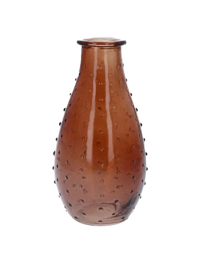 Dark Amber Glass Dimple-Textured Bud Vase 1