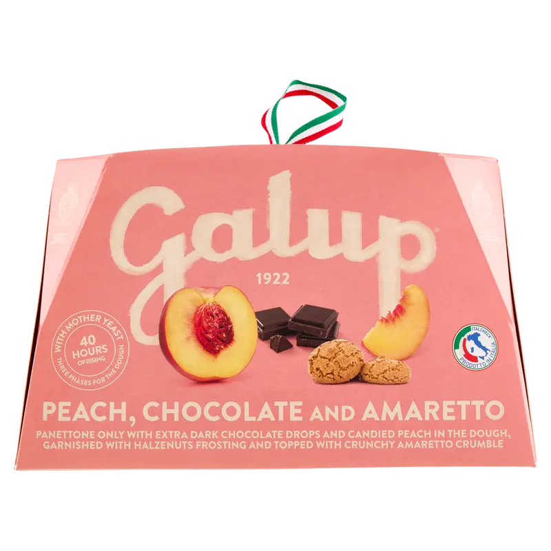 Galup Peach, Chocolate & Amaretto Panettone – Festive Italian Loaf, 750 G (26.5 Oz) 1