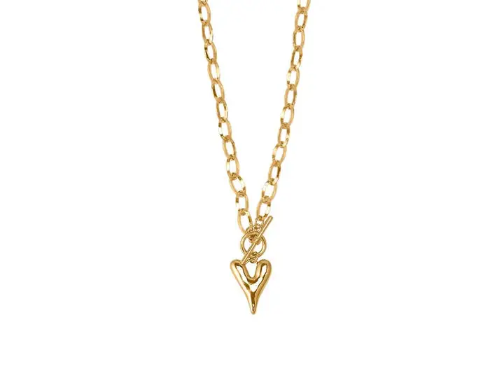 Gold-Finish Puff Heart Pendant Necklace - Daria Collection 1