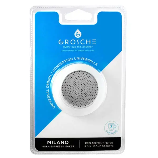 Grosche Espresso Maker Replacement Kit: 3 Silicone Seals + Filter 1