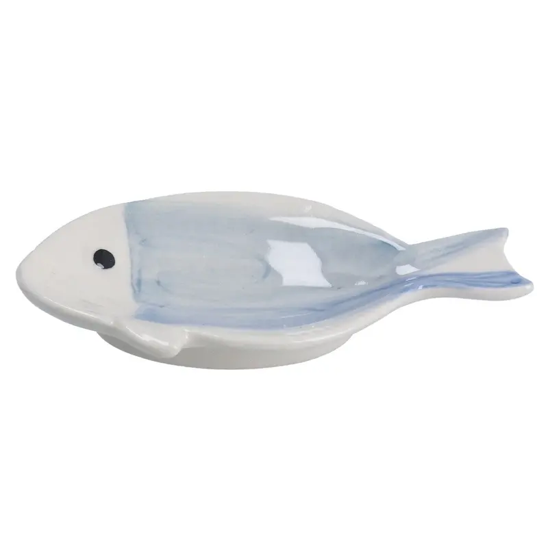 Hand-Painted Fish Motif Stoneware Trinket Dish 1