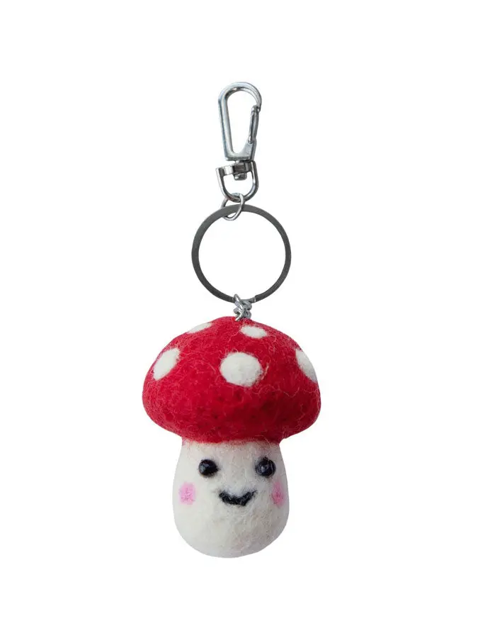 Handcrafted Mushroom Felt Keychain 1