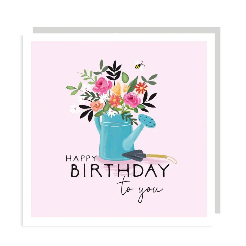 Happy Birthday Floral Arrangement In Watering Can – Gardening Theme 1