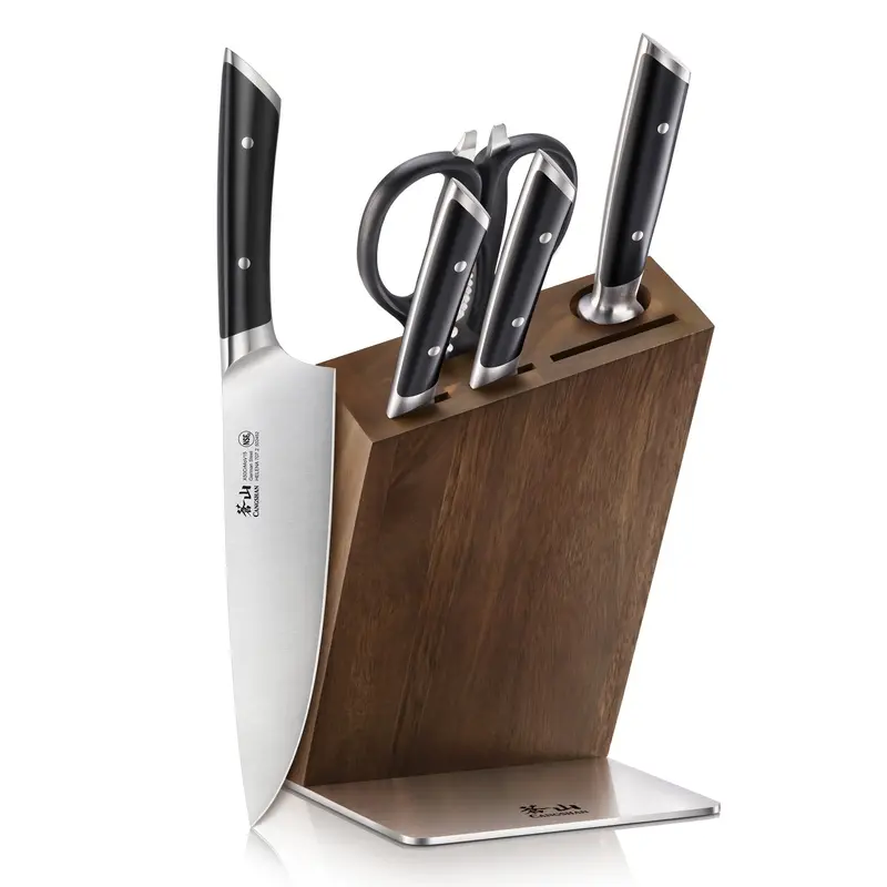 Helena 6-Piece Forged German Steel Knife Block Set Featuring Acacia Wood Base 1