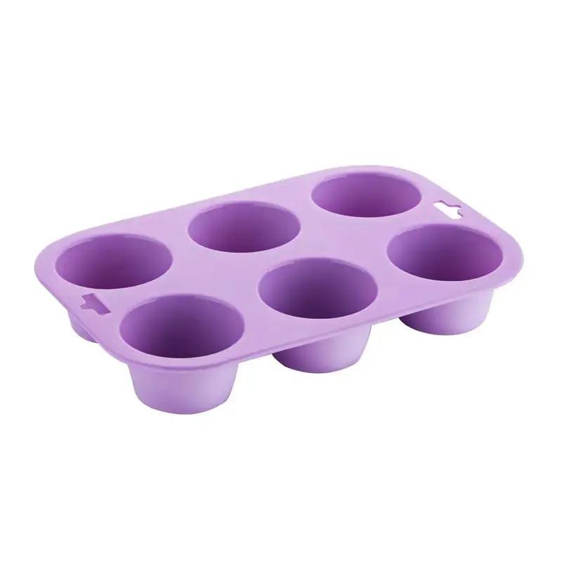 Hygiplas Flexible Purple Silicone 6-Cavity Muffin Pan 1