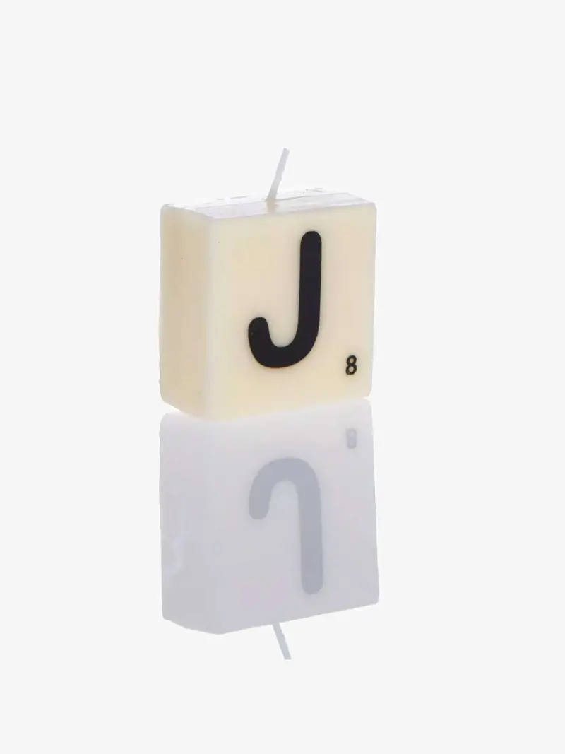 J-Shaped Letter Candle – Alphabet Home Decor Accent 1