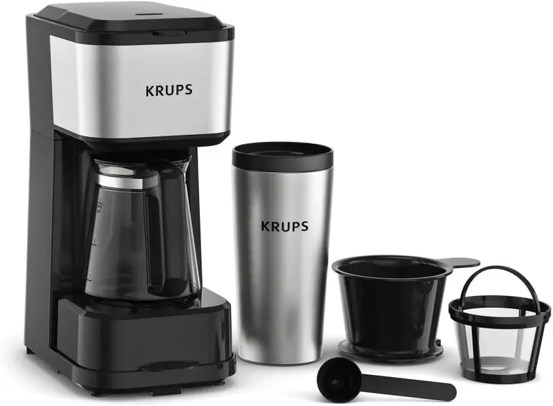 Krups Simply Brew Multi-Serve Coffee Maker – 4-In-1 With Stainless Steel Travel Tumbler 1