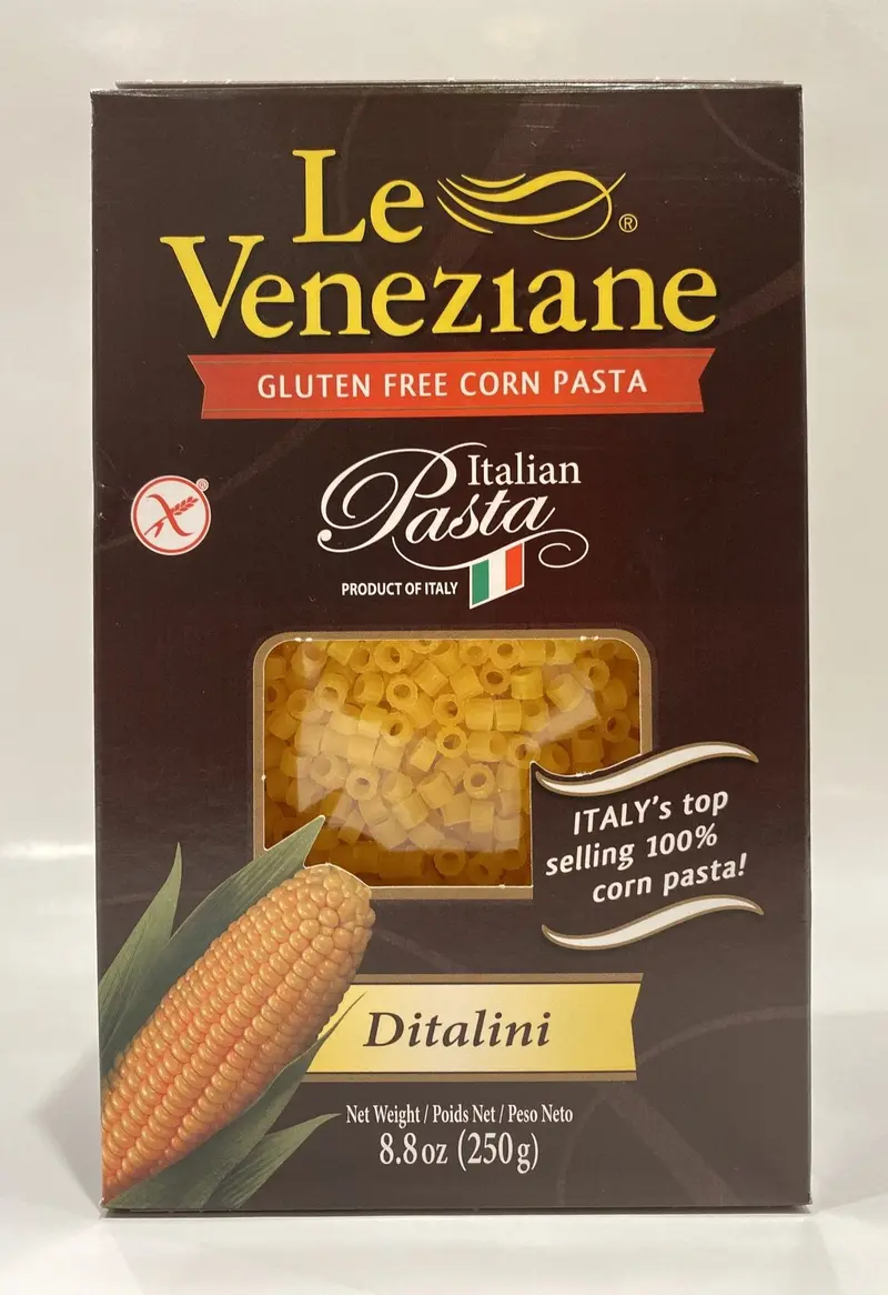 Le Veneziane Gluten-Free Corn Ditalini Pasta – 250 G (8.8 Oz) 1