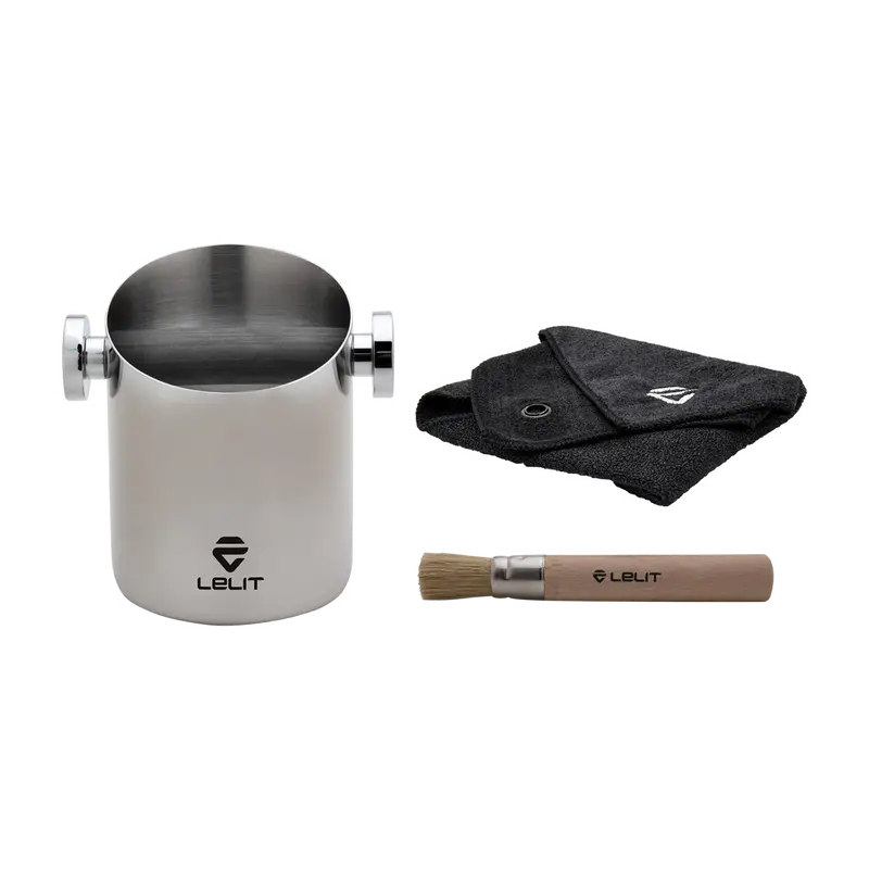 Lelit Pla360S Cylindrical Knock Box With Brush And Cloth 1