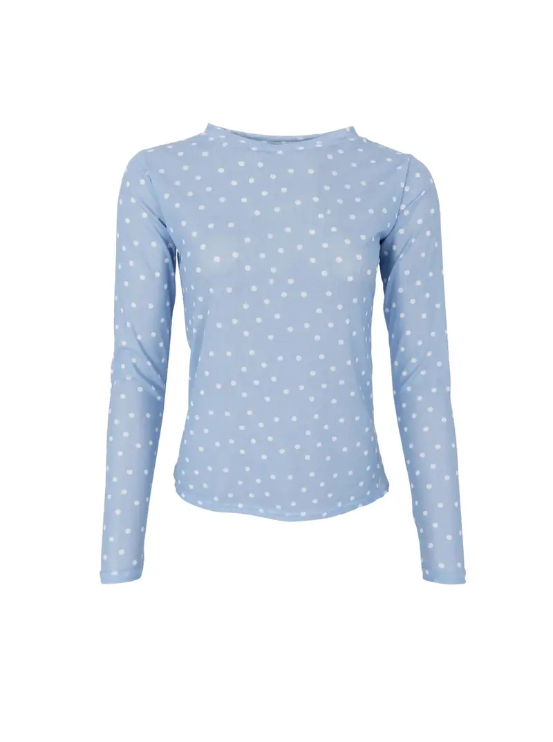 Light Blue Polka Dot Mesh Top – Annie Style 1
