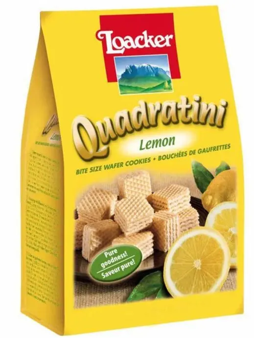 Loacker Quadratini Lemon Wafers – Zesty Citrus-Flavored Crisp Biscuits, 250G 1