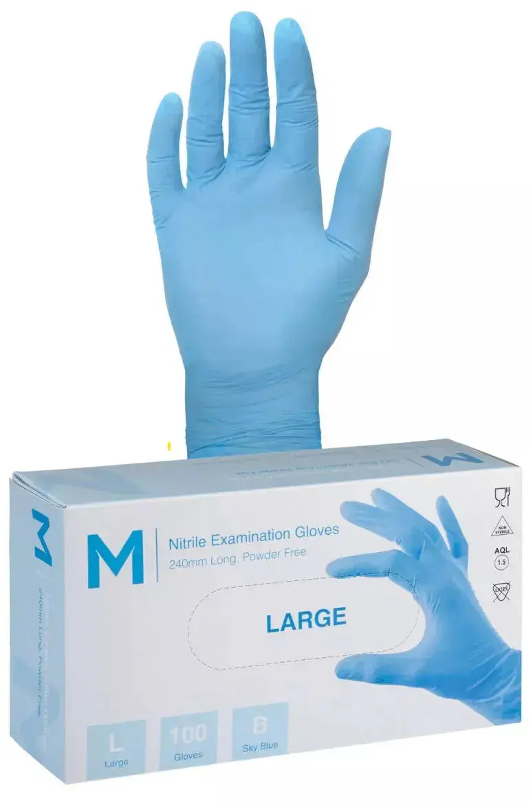Matthews Lightweight Sky Blue Nitrile Gloves (3.0G) – 1000-Count Pack 3