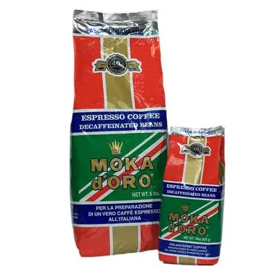 Moka D’Oro Decaf Espresso Beans – 454 G (1 Lb) Whole Bean Bag 1