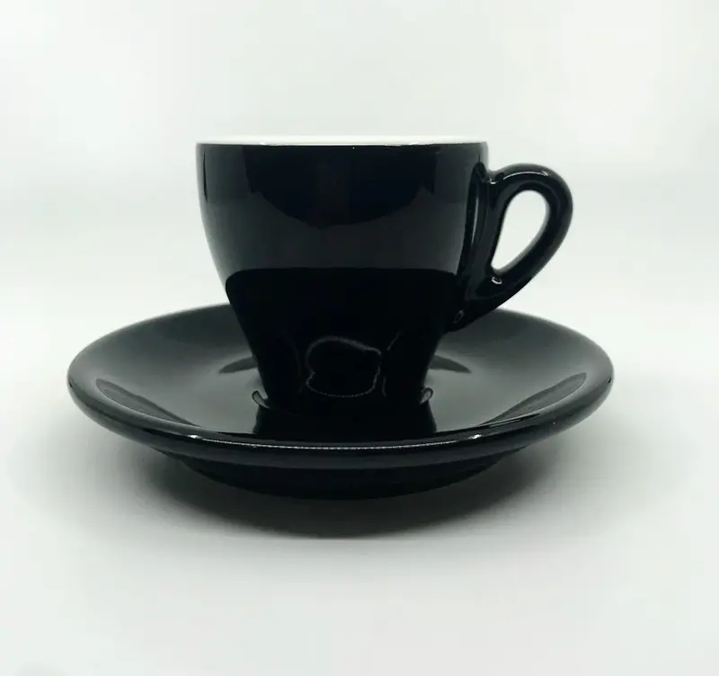 Nuova Point Black Milano Espresso Cup Set – 6 Ceramic Cups With Saucers 1