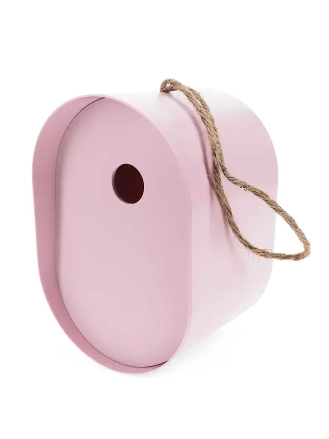 Oval Bamboo Birdhouse In Blush Pink 1