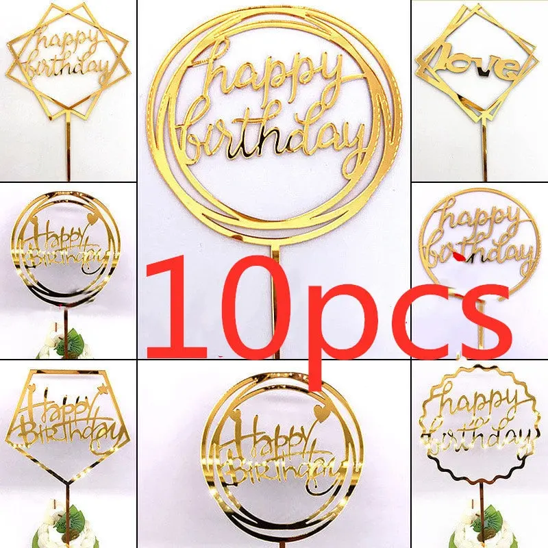 Pink Gold Acrylic Cake Topper – Sleek And Stylish Dessert Accent 1