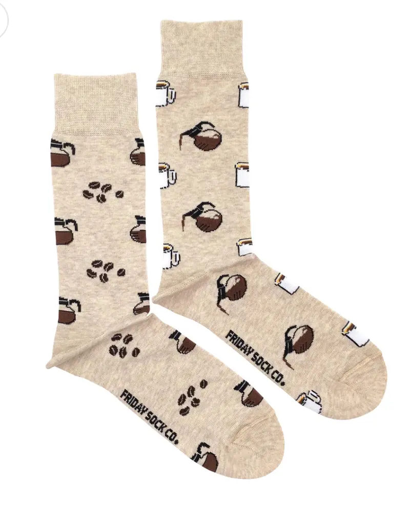Retro-Style Men'S Coffee Print Socks 1
