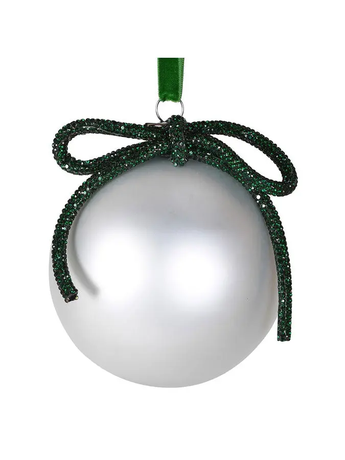Ribbon Bow–Adorned Elegant Christmas Bauble 1