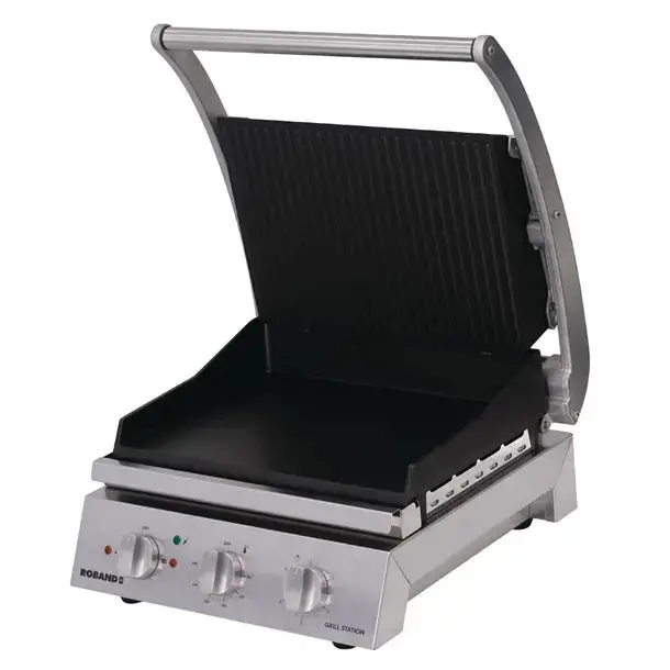 Roband 6-Slice Dual-Texture Grill Station: Ribbed Top & Smooth Bottom, 2200W Non-Stick 1