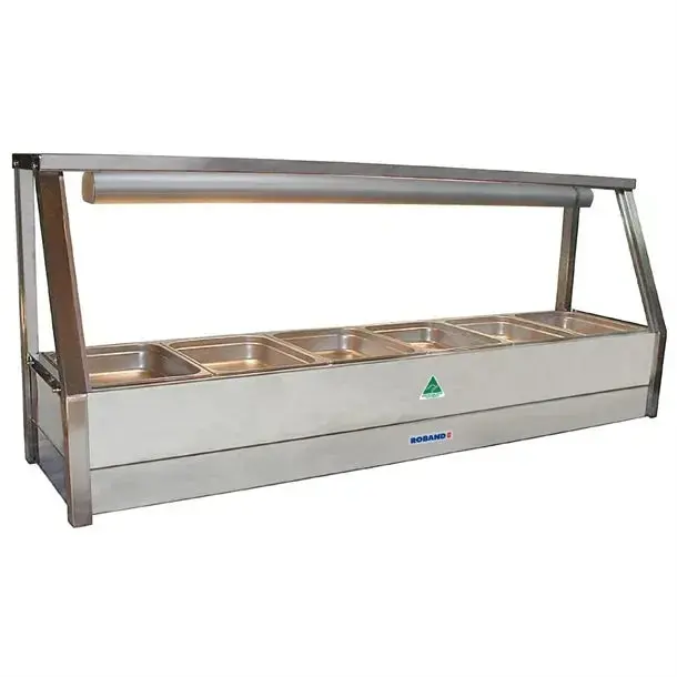 Roband E16 Food Bar – Straight Glass Display With Six 1/2 Gn (65Mm) Pans 1