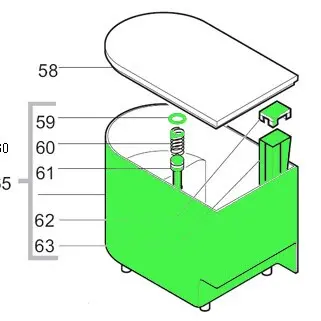 Saeco Magic & Royal Water Tank With Integrated Blue-Tinted Gasket (Part #0317.A16.230) 1