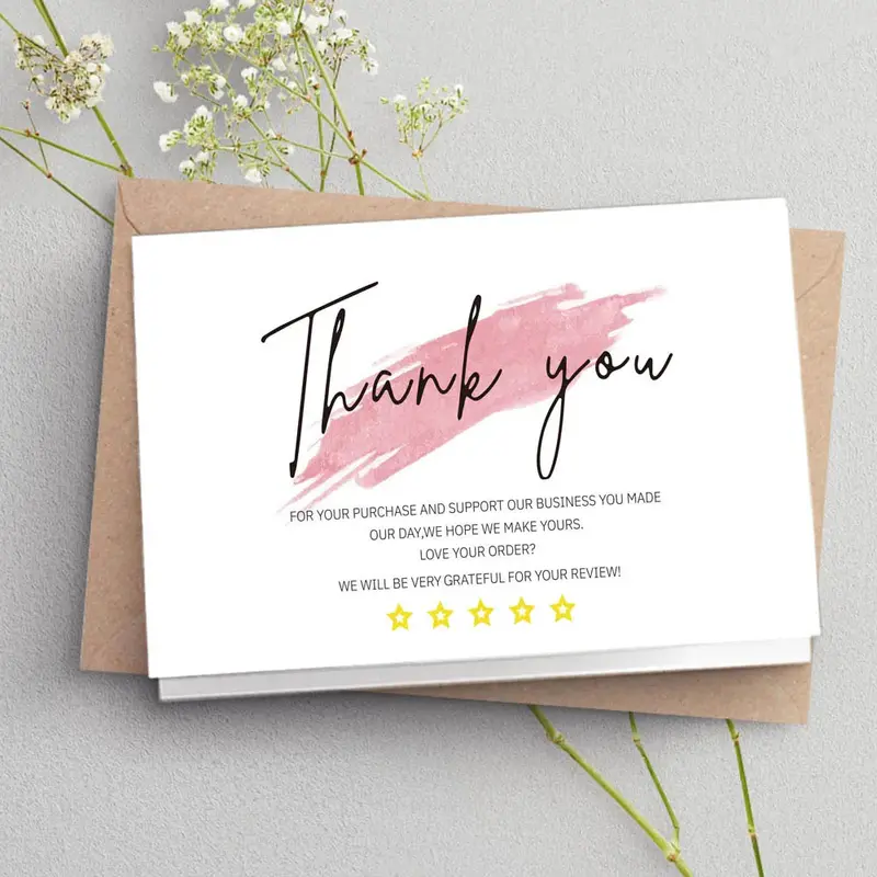 Set Of 30 Minimalist White Thank You Cards For Small Businesses 1