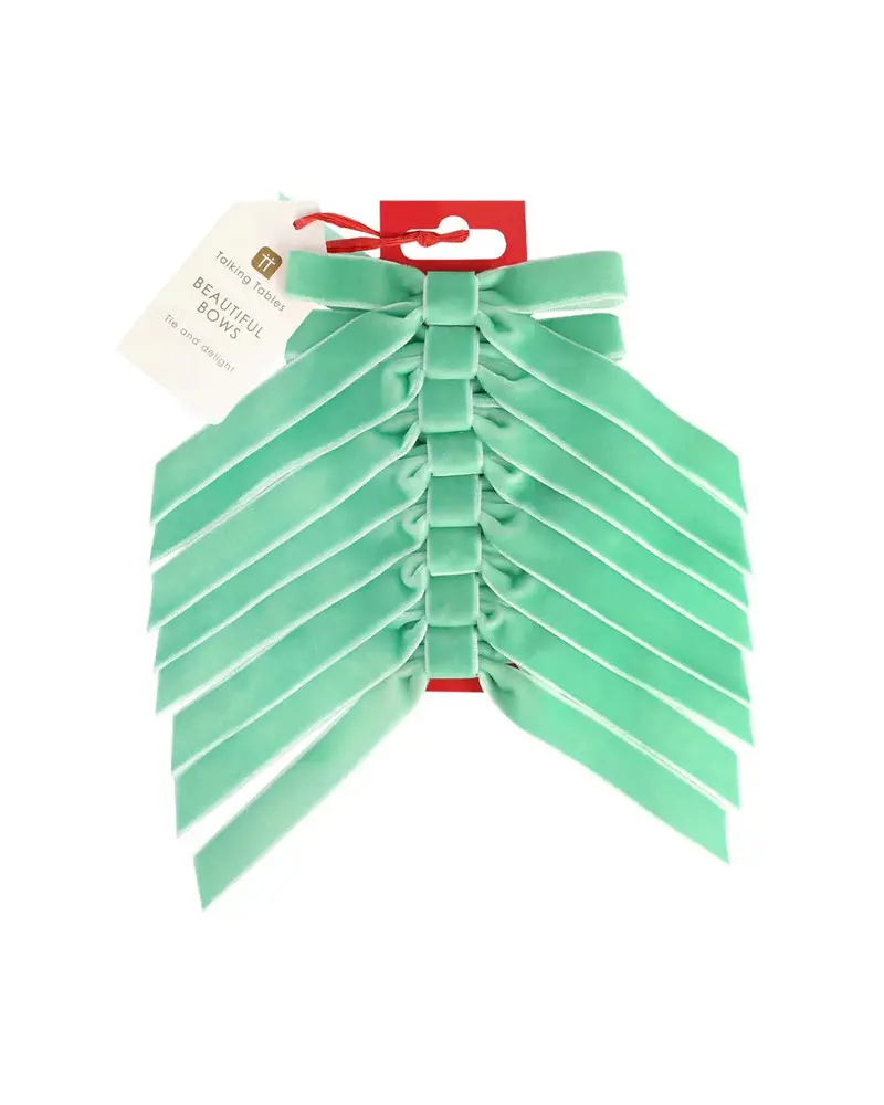 Set Of 8 Luxe Green Velvet Hair Bows 1