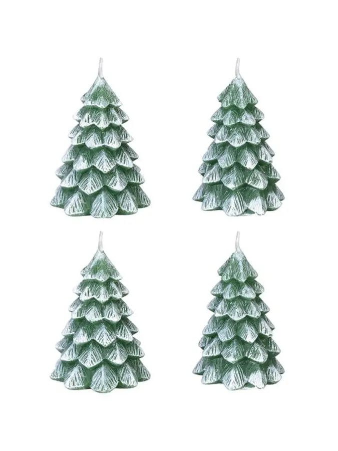 Set Of Four Festive Christmas Tree Candles 1