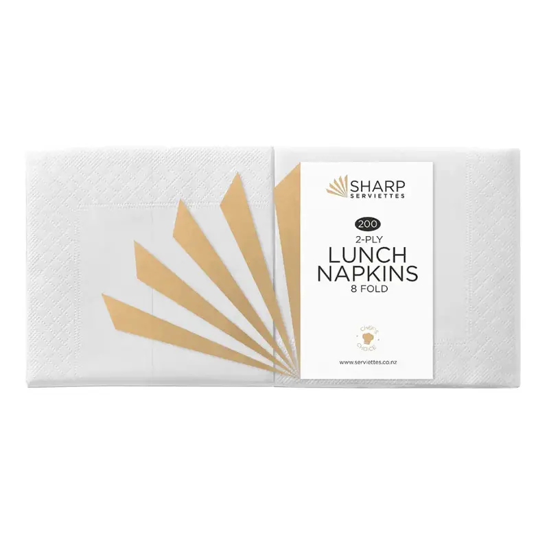 Sharp Lunch Napkins – 2-Ply, 8-Fold, Pure White 1
