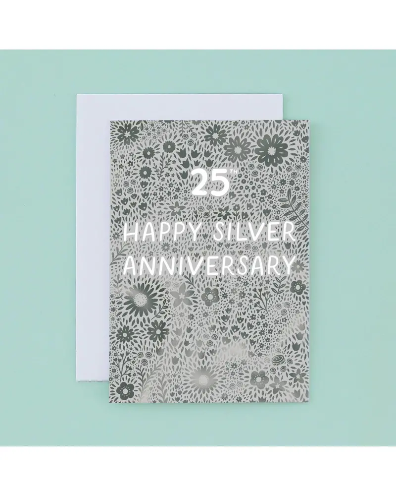Silver Foil 25Th Wedding Anniversary Card – Elegant Milestone Design 1