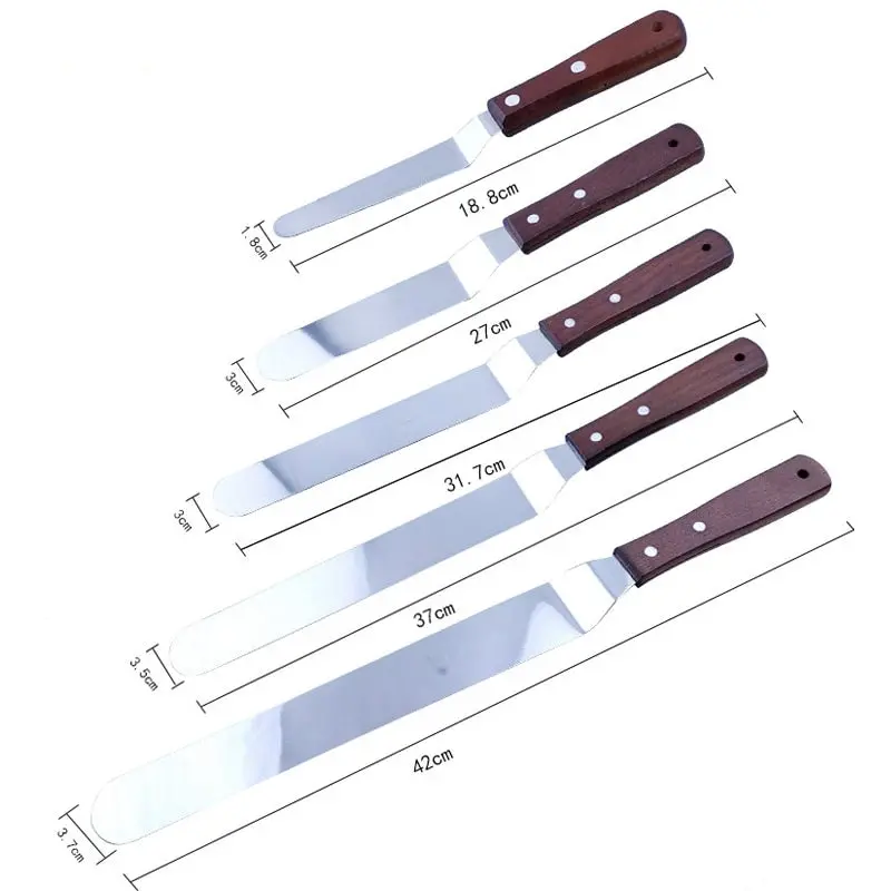 Stainless Steel Cake Icing Spatula With Solid Wood Handle 1