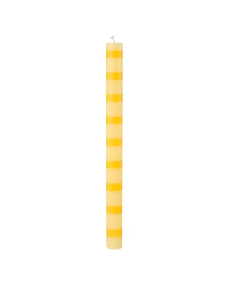 Sunshine Yellow Striped Dinner Candle 1