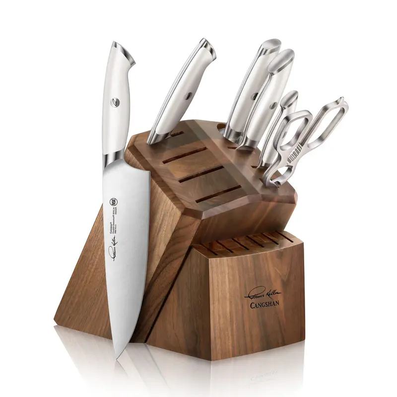 Tksc 7-Piece Knife Block Set – Swedish Powder Steel With Expandable Walnut Storage 1
