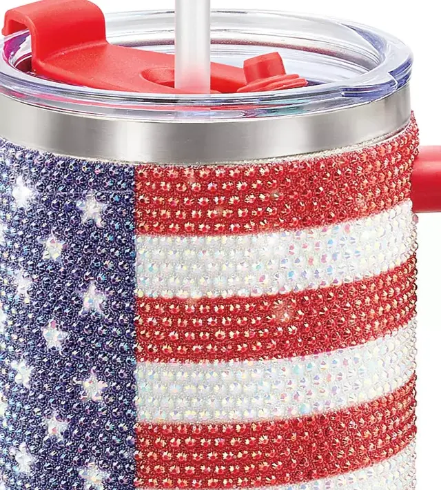 Usa Bling Insulated Tumbler With Metallic Accent Design 1