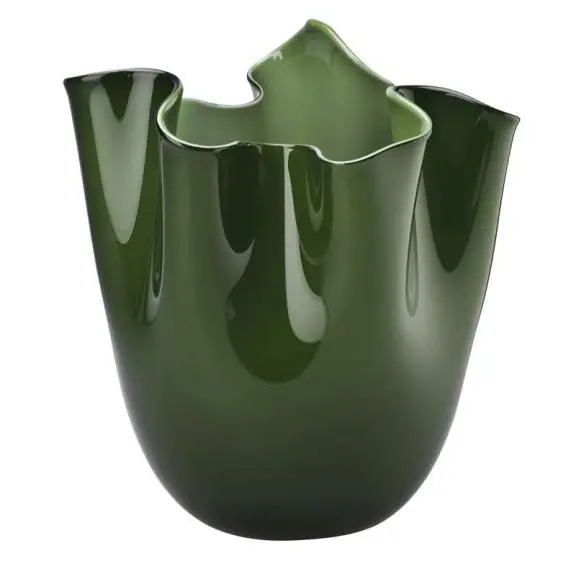 Venini Fazzoletto Vase – 12 Cm Apple Green Murano Glass Design 1