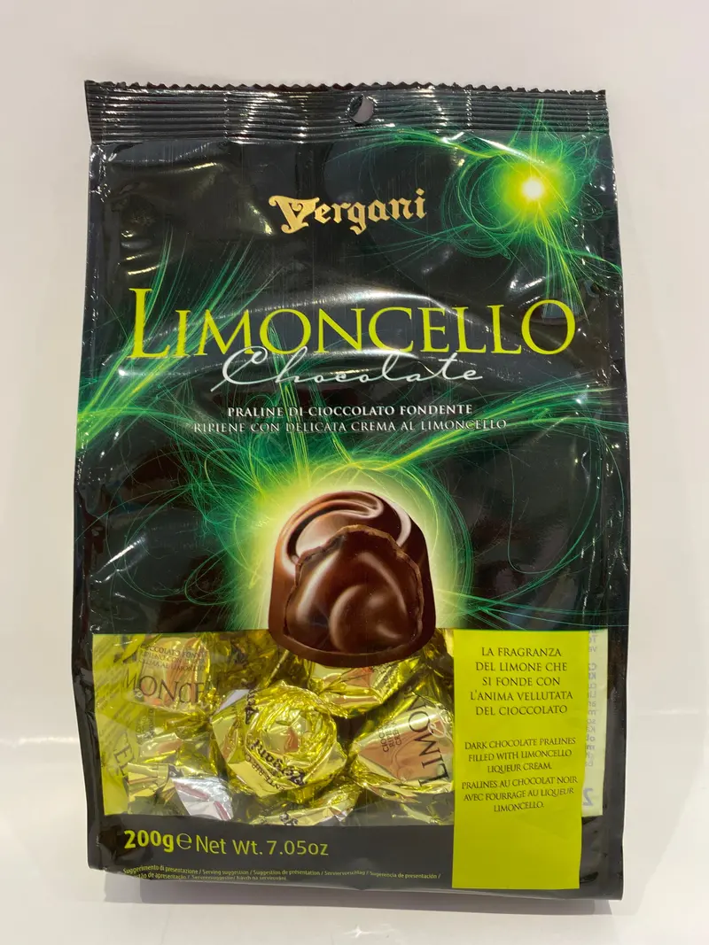 Vergani Dark Chocolate Bar With Limoncello – Handcrafted Italian, 200G 1